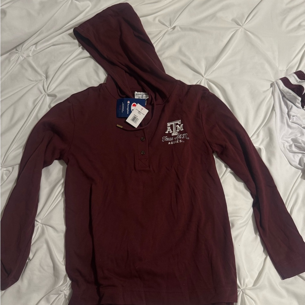 Maroon Hooded Sweatshirt with Embroidered Logo